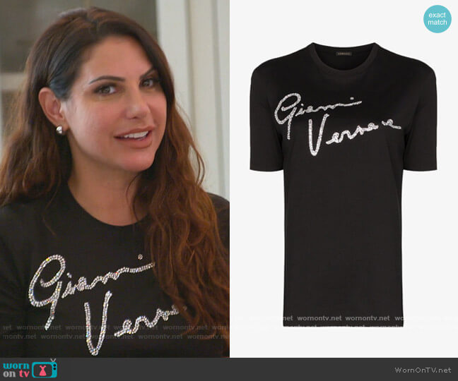 Crystal Signature Tee by Versace worn by Jennifer Aydin on The Real Housewives of New Jersey