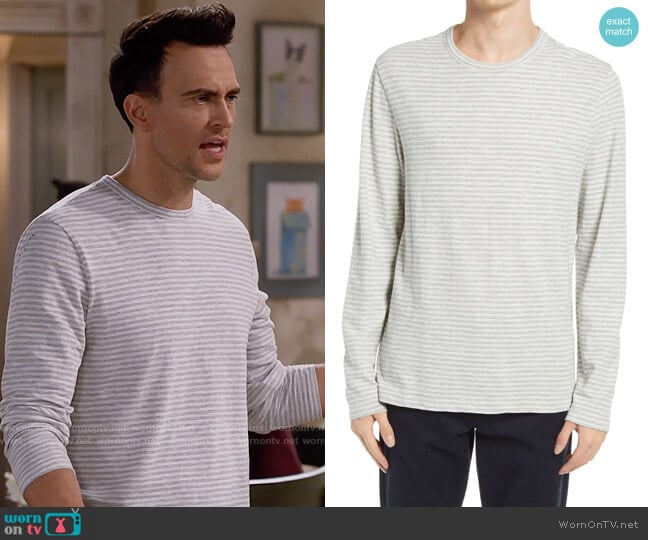 Vince Stripe Long Sleeve Slub T-Shirt worn by Max (Cheyenne Jackson) on Call Me Kat