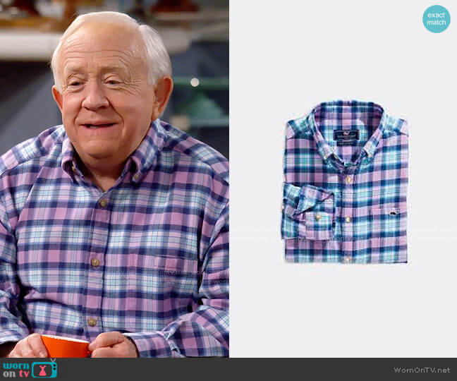 Vineyard Vines Island Twill Plaid Shirt worn by Phil (Leslie Jordan) on Call Me Kat