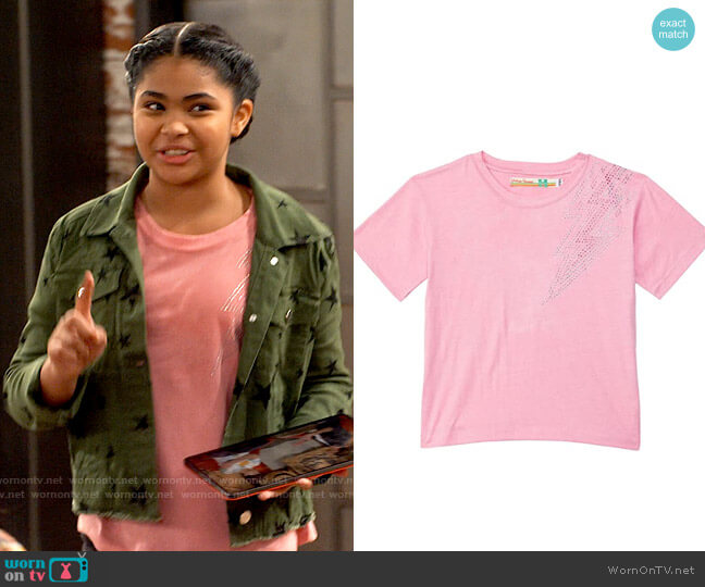 Vintage Havana Kids Studded Lightening Bolt Boxy Crop Tee worn by Millicent (Jaidyn Triplett) on iCarly