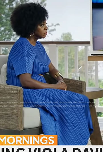 Viola Davis's blue pleated dress on CBS Mornings