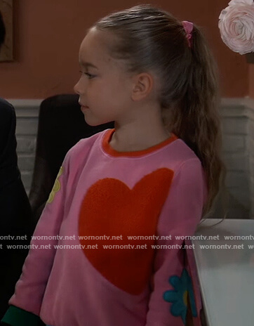 Violet's pink heart print sweater on General Hospital