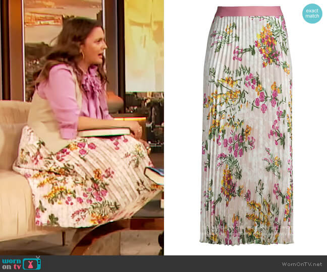 Garbo Floral Midi Skirt by Weekend Max Mara worn by Drew Barrymore on The Drew Barrymore Show