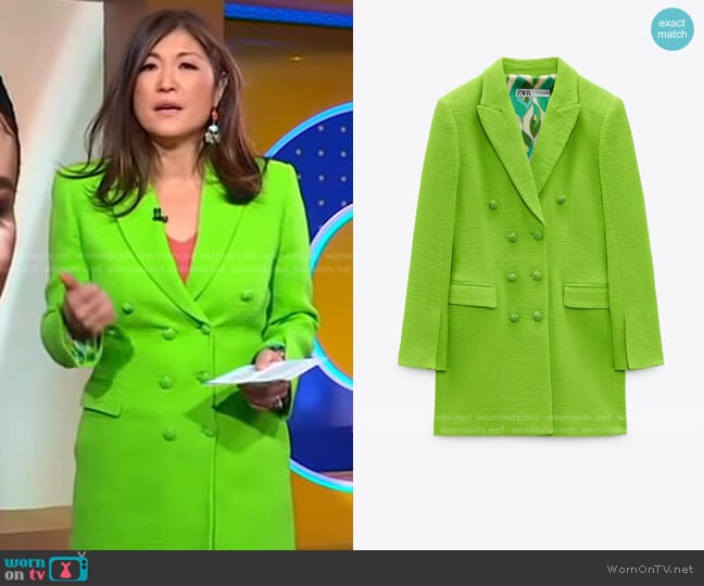 Textured Blazer Dress by Zara worn by Juju Chang on Good Morning America