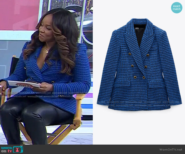 Textured Double Breasted Blazer by Zara worn by Gia Peppers on Today