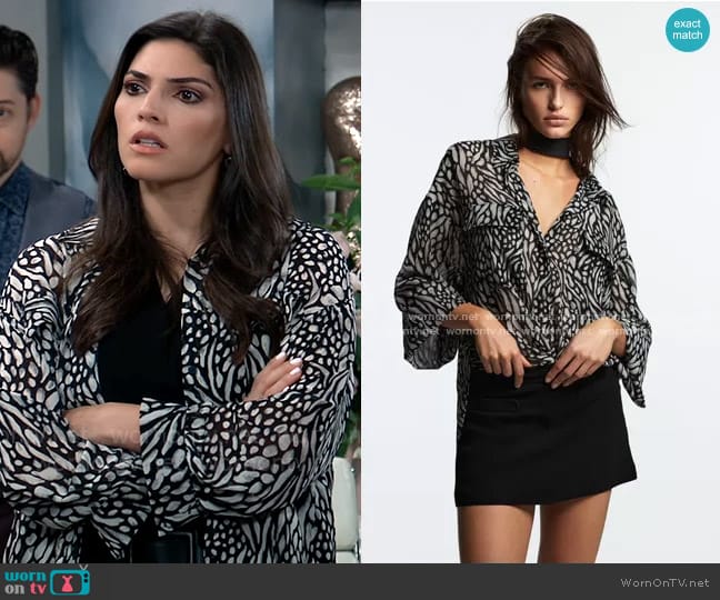 Zara Animal Print Shirt worn by Brook Lynn Quartermaine (Amanda Setton) on General Hospital