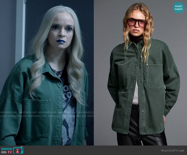 Zara Denim Overshirt with Pockets worn by Caitlin Snow (Danielle Panabaker) on The Flash