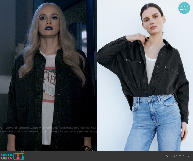 Zara Pocket Denim Overshirt worn by Caitlin Snow (Danielle Panabaker) on The Flash