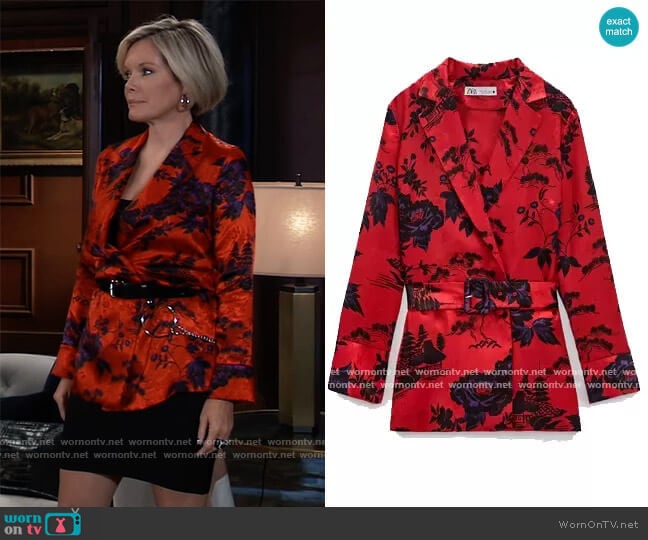 Print Blouse by Zara worn by Ava Jerome (Maura West) on General Hospital