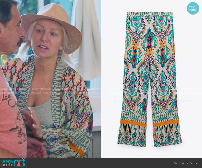 Printed Flared Trousers by Zara worn by Margaret Josephs on The Real Housewives of New Jersey