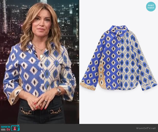Printed Shirt by Zara worn by Kit Hoover  on Access Hollywood