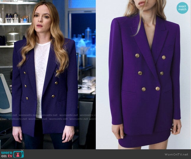 Zara Tailored Blazer with Buttons worn by Caitlin Snow (Danielle Panabaker) on The Flash