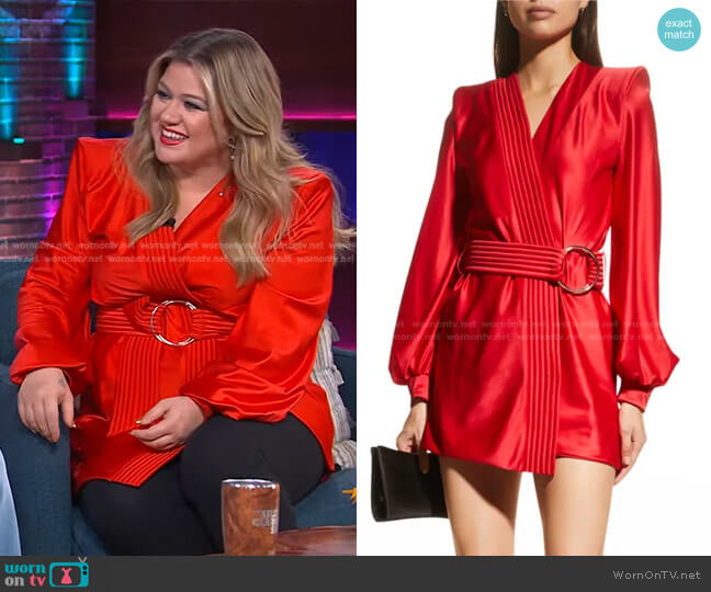 Cala Conta Belted Mini Wrap Dress by ZHIVAGO worn by Kelly Clarkson on The Kelly Clarkson Show