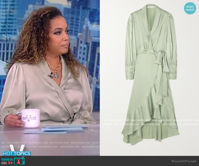 WornOnTV: Sunny’s green satin wrap dress on The View | Sunny Hostin ...