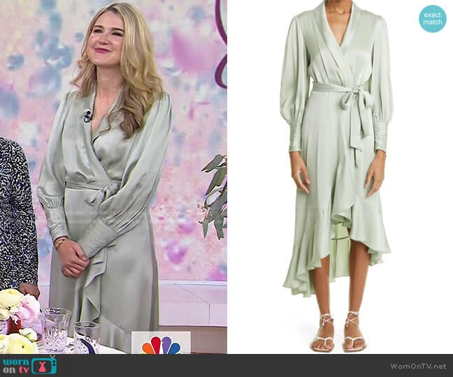 Dancer Asymmetric Ruffle Silk Midi Wrap Dress by Zimmermann worn by Lauren Kay on Today