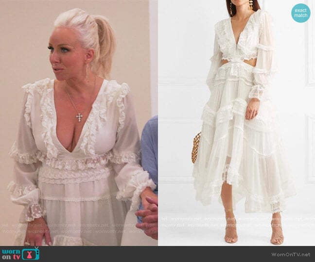 Suraya Cutout Lace-trimmed Dress by Zimmermann worn by Margaret Josephs on The Real Housewives of New Jersey