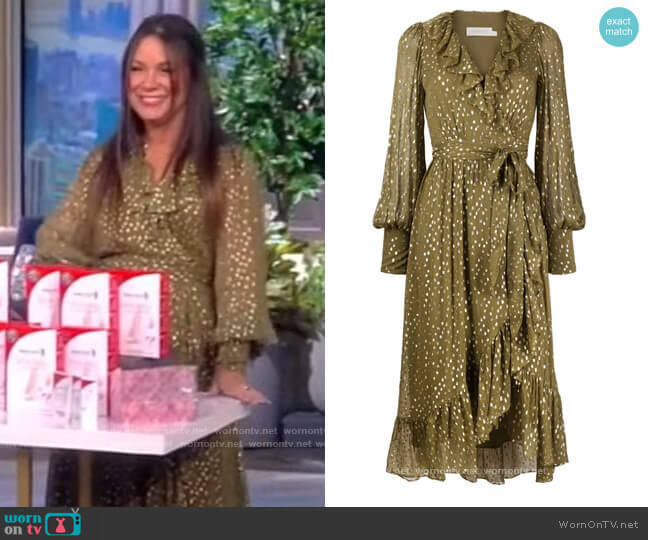 Ruffle Trim Wrap Midi Dress by Zimmermann worn by Gretta Monahan on The View