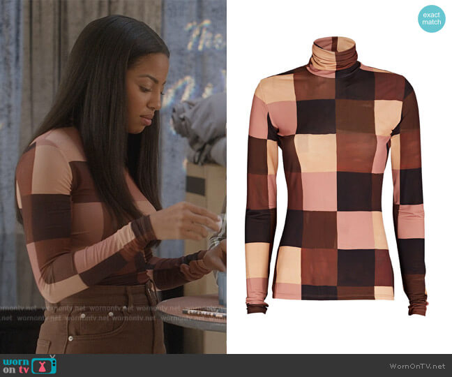 James Patchwork Turtleneck Top by A.L.C. worn by Thea (Camille Hyde) on All American Homecoming