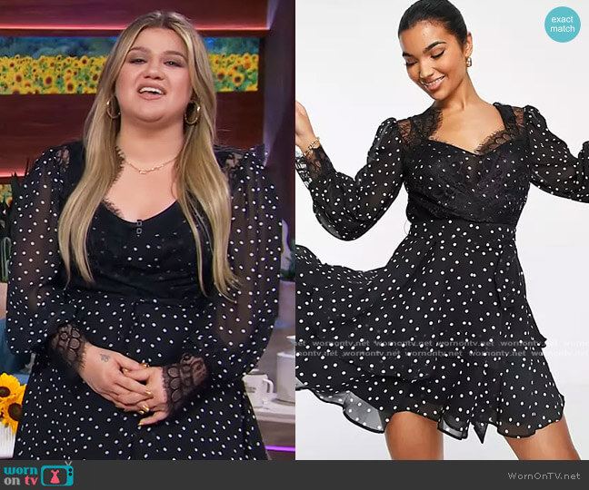 Mini Skater Dress in Polka Dot by ASOS worn by Kelly Clarkson  on The Kelly Clarkson Show