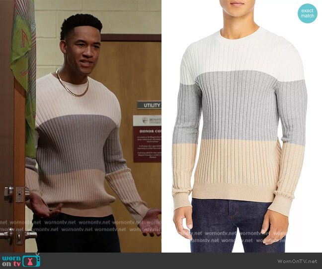 Cotton & Cashmere Color-Blocked Sweater by ATM Anthony Thomas Melillo worn by Damon (Peyton Alex Smith) on All American Homecoming