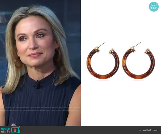 Tortoise Harper Hoops by Accessory Concierge worn by Amy Robach  on Good Morning America