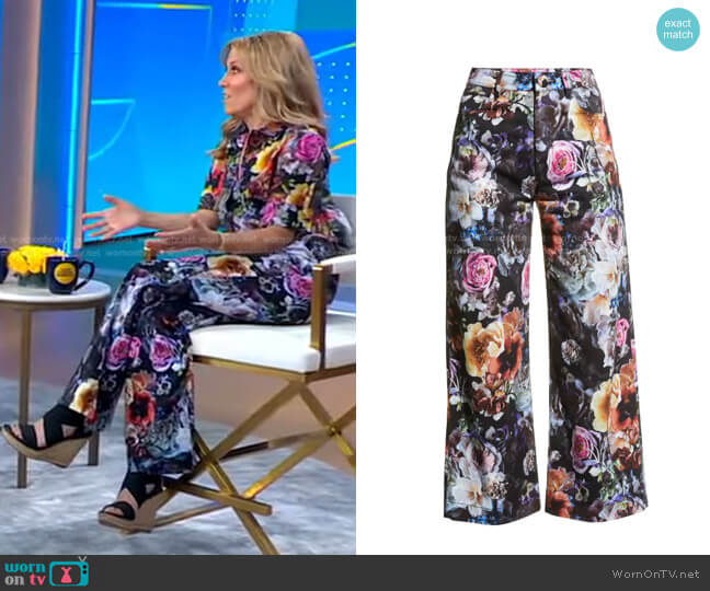 Floral-Print Straight-Leg Cropped Pants by Adam Lippes worn by Sheryl Crow on GMA