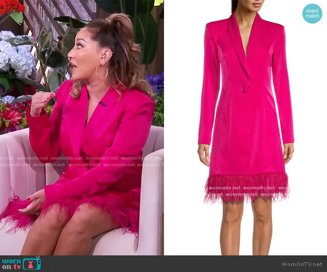 WornOnTV: Adrienne’s pink feather trim blazer dress on The Real ...