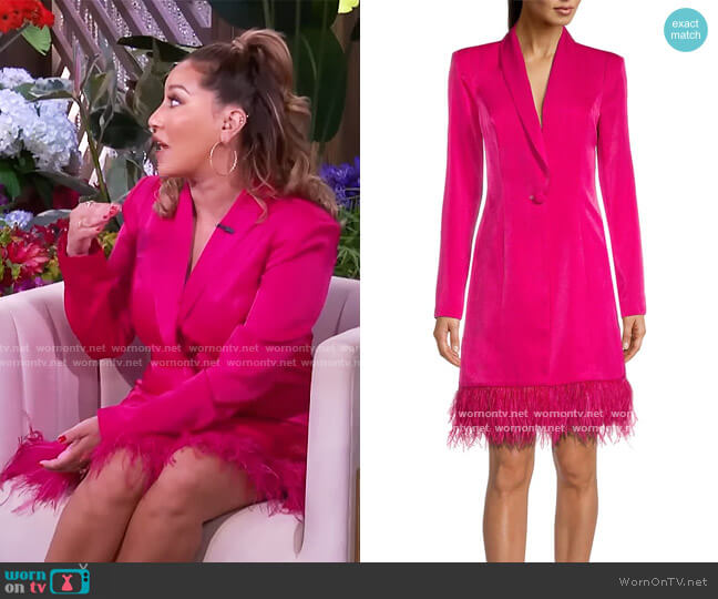 WornOnTV Adrienne s pink feather trim blazer dress on The Real