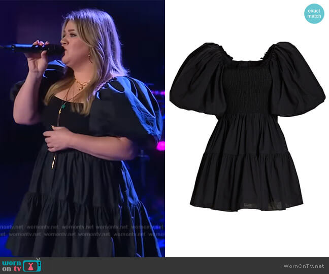 Cherished Cotton Poplin Mini Dress by Aje worn by Kelly Clarkson on The Kelly Clarkson Show