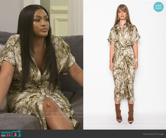 Safari Vibes Midi Tie Front Dress by Shop Akira worn by Drew Sidora on The Real Housewives of Atlanta