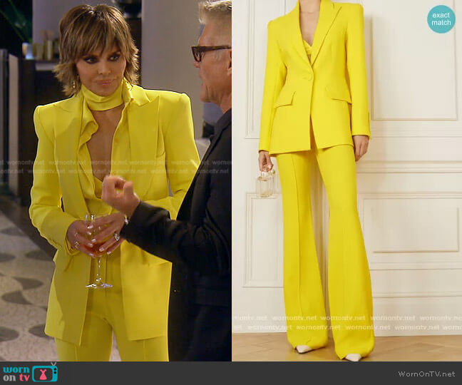 Alex Blazer and Flared Pants by Alex Perry worn by Lisa Rinna on The Real Housewives of Beverly Hills