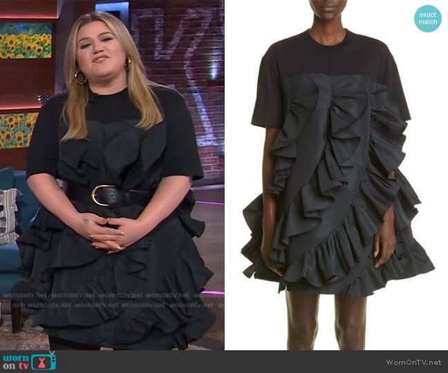 Mixed Media Ruffle Cotton Dress by Alexander McQueen worn by Kelly Clarkson on The Kelly Clarkson Show