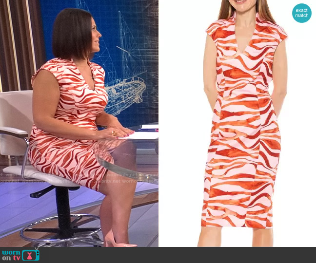 Alexia Admor Cap Sleeve Midi Dress in Pink Zebra worn by Dana Jacobson on CBS Mornings