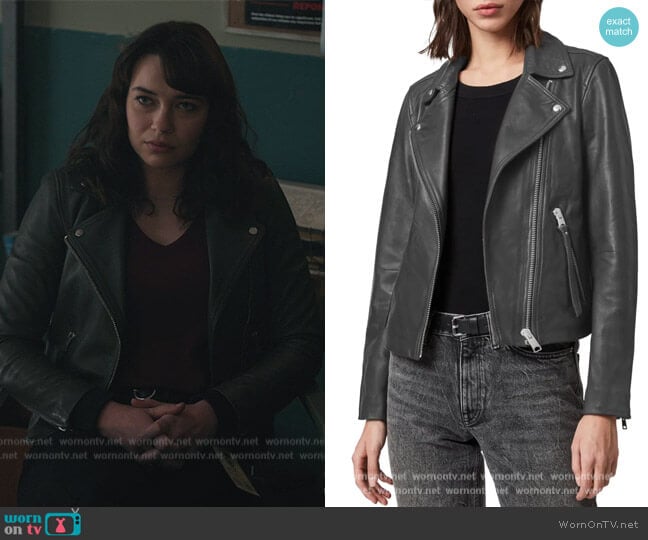 Dalby Leather Biker Jacket by All Saints worn by Sophia Tatum on Riverdale