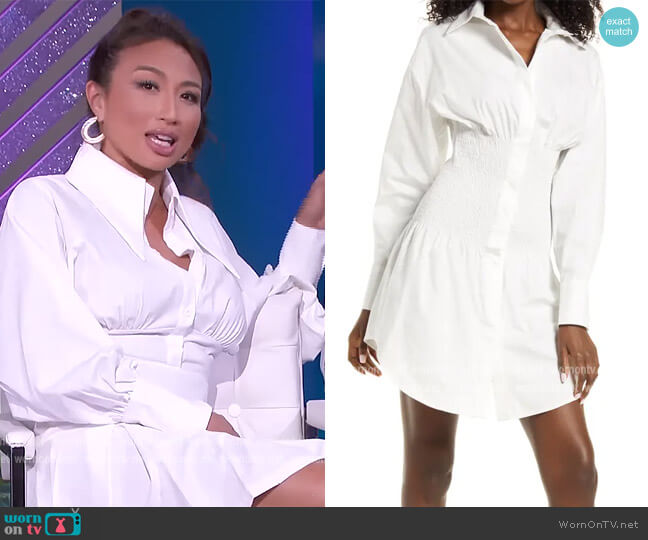 Smocked Long Sleeve Shirtdress by Amy Lynn worn by Jeannie Mai  on The Real
