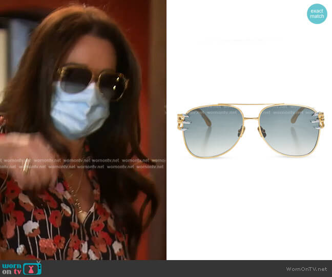 Claw Voyage Titanium Aviator Sunglasses by Anna-Karin Karlsson worn by Kyle Richards on The Real Housewives of Beverly Hills