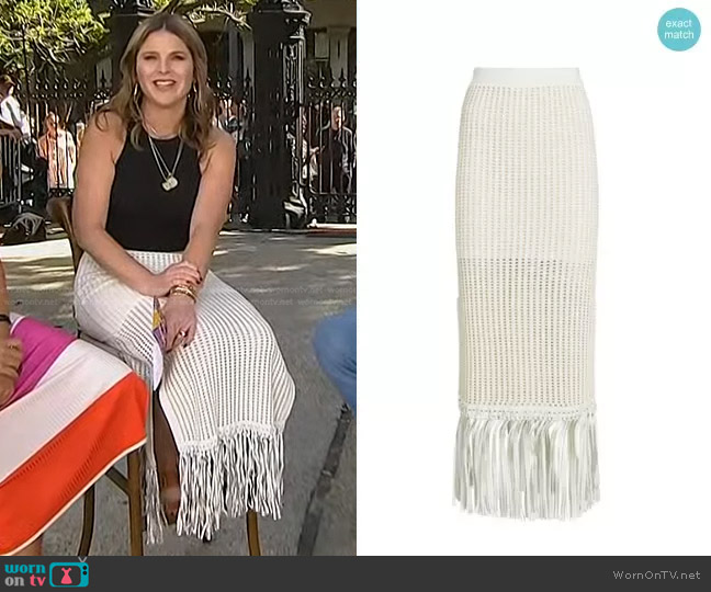 Arden Fringe-Detailed Jersey Midi Skirt by Jonathan Simkhai worn by Jenna Bush Hager on Today