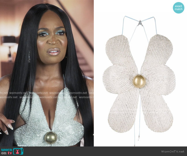 Embroidered Crystal Daisy Top by AREA worn by Marlo Hampton on The Real Housewives of Atlanta