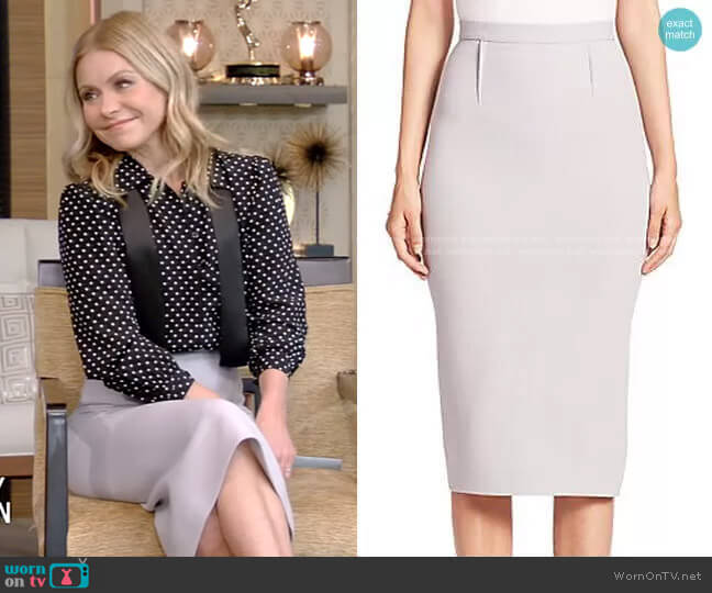 Arreton Wool Pencil Skirt by Roland Mouret worn by Kelly Ripa  on Live with Kelly & Ryan