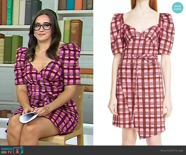 Baum und Pferdgarten Arvia Plaid Wrap Dress worn by Savannah Sellers on Today