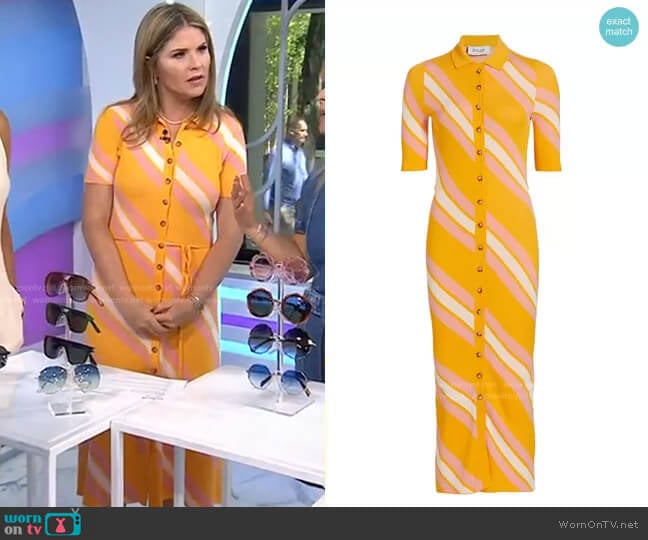 Aurelia Cut-Out Knit Shirtdress by Derek Lam 10 Crosby worn by Jenna Bush Hager on Today