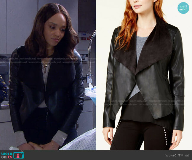 Flyaway Faux-Leather Jacket by Bar III worn by Lani Price (Sal Stowers) on Days of our Lives
