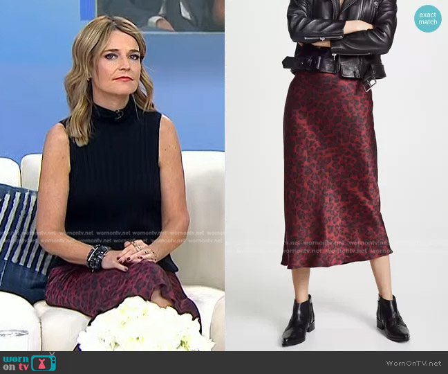 Bar Leopard Silk Skirt by Anine Bing worn by Savannah Guthrie on Today