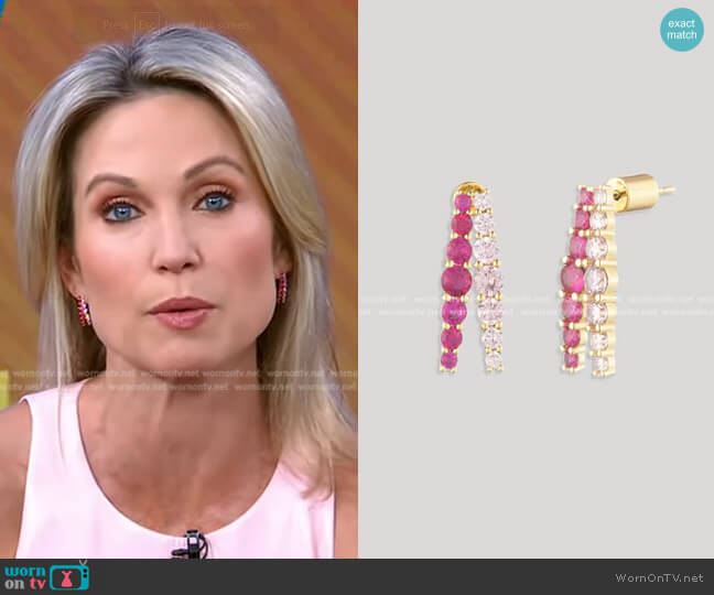 Seraphine Crystal Half Hoop Earrings by Bonheur worn by Amy Robach on Good Morning America
