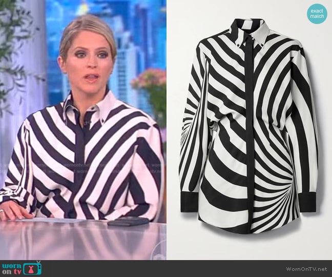 Nouveau Striped Mini Shirtdress by Brandon Maxwell worn by Sara Haines on The View