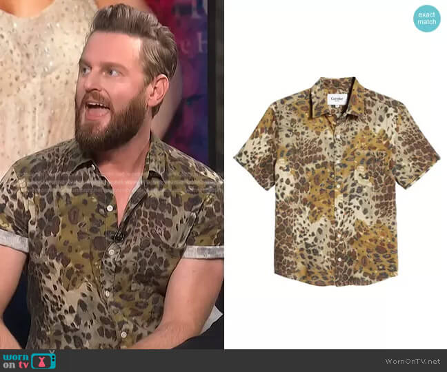 Camo Animal Print Short Sleeve Shirt by Corridor worn by Bobby Berk on E! News Daily Pop