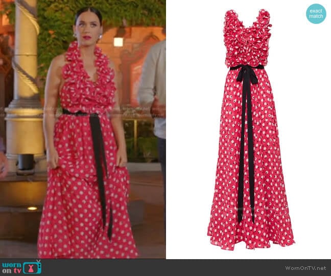 Polka-Dot Ruffled Dress by Carolina Herrera worn by Katy Perry on American Idol