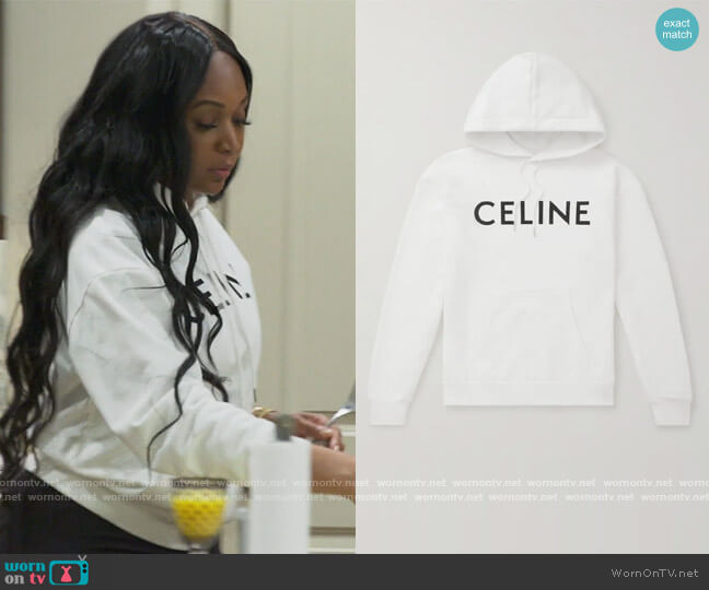 Hoodie in Cotton Fleece by Celine worn by Marlo Hampton  on The Real Housewives of Atlanta