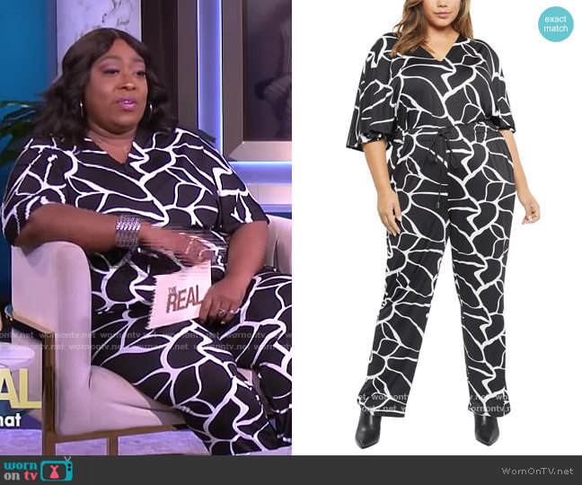 WornOnTV: Loni’s black contrast floral print jumpsuit on The Real ...