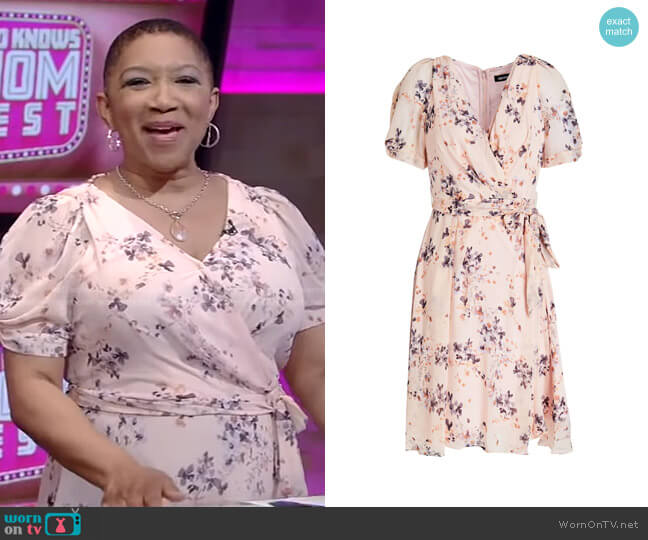 Wrap-Effect Floral-Print Crepon Dress by DKNY worn by Deja Vu on Live with Kelly and Ryan